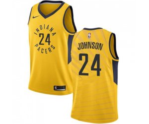 Indiana Pacers #24 Alize Johnson Authentic Gold Basketball Jersey Statement Edition