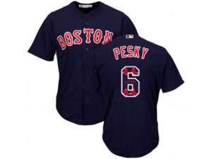 Boston Red Sox #6 Johnny Pesky Authentic Navy Blue Team Logo Fashion Cool Base MLB Jersey