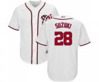 Washington Nationals #28 Kurt Suzuki Replica White Home Cool Base Baseball Jersey