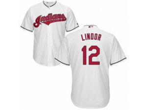 Cleveland Indians #12 Francisco Lindor Authentic White Home Cool Base MLB Jersey