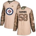 Winnipeg Jets #58 Jansen Harkins Authentic Camo Veterans Day Practice NHL Jersey