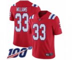 New England Patriots #33 Joejuan Williams Red Alternate Vapor Untouchable Limited Player 100th Season Football Jersey