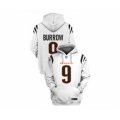 Cincinnati Bengals #9 Joe Burrow 2021 White Pullover Football Hoodie