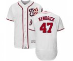 Washington Nationals #47 Howie Kendrick White Home Flex Base Authentic Collection Baseball Jersey