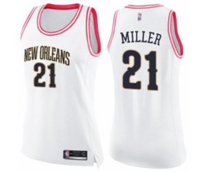 Women\'s New Orleans Pelicans #21 Darius Miller Swingman White Pink Fashion Basketball Jersey