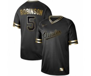 Baltimore Orioles #5 Brooks Robinson Authentic Black Gold Fashion Baseball Jersey