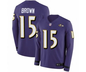 Baltimore Ravens #15 Marquise Brown Limited Purple Therma Long Sleeve Football Jersey