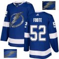 Tampa Bay Lightning #52 Callan Foote Authentic Royal Blue Fashion Gold NHL Jersey