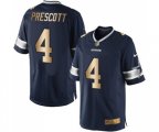 Dallas Cowboys #4 Dak Prescott Limited Navy Gold Team Color Football Jersey