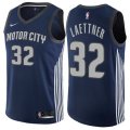 Detroit Pistons #32 Christian Laettner Authentic Navy Blue NBA Jersey - City Edition