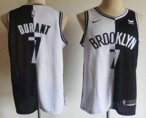 Brooklyn Nets #7 Kevin Durant White Black Two Tone Stitched Swingman Nike Jersey With Sponsor