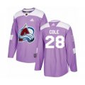 Colorado Avalanche #28 Ian Cole Authentic Purple Fights Cancer Practice NHL Jersey