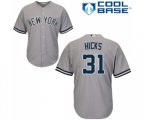 New York Yankees #31 Aaron Hicks Replica Grey Road MLB Jersey