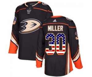 Anaheim Ducks #30 Ryan Miller Authentic Black USA Flag Fashion Hockey Jersey