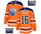 Edmonton Oilers #16 Jujhar Khaira Authentic Orange Fashion Gold NHL Jersey
