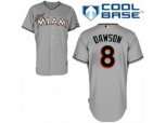 Miami Marlins #8 Andre Dawson Replica Grey Road Cool Base MLB Jersey