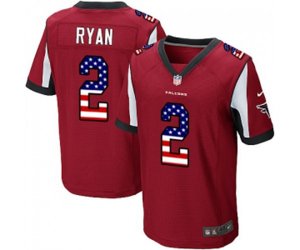 Atlanta Falcons #2 Matt Ryan Elite Red Home USA Flag Fashion Football Jersey