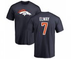 Denver Broncos #7 John Elway Navy Blue Name & Number Logo T-Shirt