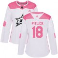 Women's Dallas Stars #18 Tyler Pitlick Authentic White Pink Fashion NHL Jersey