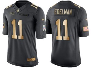 New England Patriots #11 Julian Edelman Anthracite 2016 Christmas Gold NFL Limited Salute to Service Jersey
