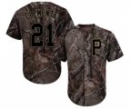 Pittsburgh Pirates #21 Roberto Clemente Authentic Camo Realtree Collection Flex Base Baseball Jersey