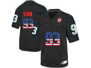 2016 US Flag Fashion Men\'s Nebraska Cornhuskers Ndamukong Suh #93 College Football Jersey - Black