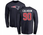 New England Patriots #90 Shilique Calhoun Navy Blue Name & Number Logo Long Sleeve T-Shirt