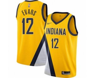 Indiana Pacers #12 Tyreke Evans Authentic Gold Finished Basketball Jersey - Statement Edition