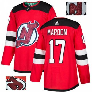 New Jersey Devils #17 Patrick Maroon Authentic Red Fashion Gold NHL Jersey