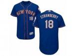 New York Mets #18 Darryl Strawberry Royal Gray Flexbase Authentic Collection MLB Jersey