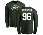 New York Jets #96 Henry Anderson Green Name & Number Logo Long Sleeve T-Shirt