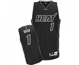 Miami Heat #1 Chris Bosh Authentic Black Shadow Basketball Jersey