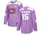 Montreal Canadiens #15 Jesperi Kotkaniemi Authentic Purple Fights Cancer Practice NHL Jersey