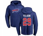 Buffalo Bills #29 T.J. Yeldon Royal Blue Name & Number Logo Pullover Hoodie