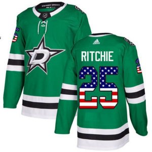 Dallas Stars #25 Brett Ritchie Authentic Green USA Flag Fashion NHL Jersey