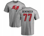 Tampa Bay Buccaneers #77 Caleb Benenoch Ash Name & Number Logo T-Shirt