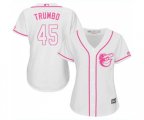 Women's Baltimore Orioles #45 Mark Trumbo Replica White Fashion Cool Base Baseball Jersey