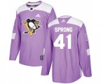 Adidas Pittsburgh Penguins #41 Daniel Sprong Authentic Purple Fights Cancer Practice NHL Jersey