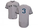 New York Yankees #3 Babe Ruth Grey Flexbase Authentic Collection MLB Jersey