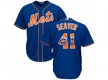 New York Mets #41 Tom Seaver Authentic Royal Blue Team Logo Fashion Cool Base MLB Jersey