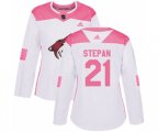 Women Arizona Coyotes #21 Derek Stepan Authentic White Pink Fashion Hockey Jersey