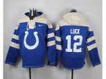 Indianapolis Colts #12 Andrew Luck Royal Blue Player Pullover NFL Hoodie