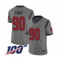 Houston Texans #90 Jadeveon Clowney Limited Gray Inverted Legend 100th Season Football Jersey