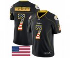 Pittsburgh Steelers #7 Ben Roethlisberger Limited Black Rush USA Flag Football Jersey