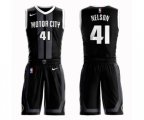 Detroit Pistons #41 Jameer Nelson Authentic Black Basketball Suit Jersey - City Edition