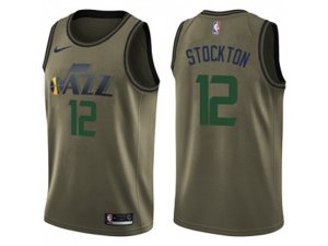Utah Jazz #12 John Stockton Green Salute to Service NBA Swingman Jersey