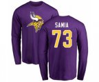 Minnesota Vikings #73 Dru Samia Purple Name & Number Logo Long Sleeve T-Shirt