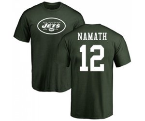 New York Jets #12 Joe Namath Green Name & Number Logo T-Shirt