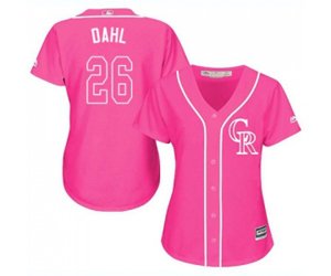 Women\'s Colorado Rockies #26 David Dahl Authentic Pink Fashion Cool Base Baseball Jersey