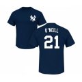 New York Yankees #21 Paul O'Neill Navy Blue Name & Number T-Shirt